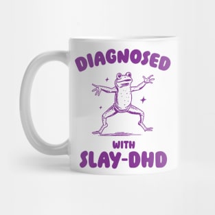 Diagnosed With Slay-DHD, Funny ADHD Shirt, Frog T Shirt, Dumb Y2k Shirt, Stupid Vintage Shirt, Mental Health Cartoon Tee, Silly Meme Mug